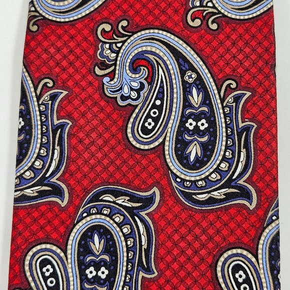 JZ Richards Red & Black Paisley Silk Tie Classic Necktie Handmade In USA - Picture 6 of 12